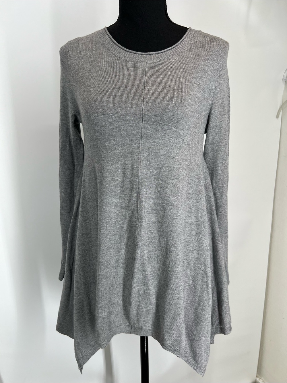 Grace Elements Gray Long Sleeve Swing Sweater- Casual Knit